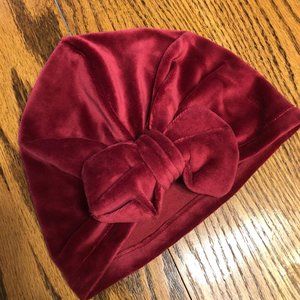 Burgundy Velvet Baby Girl Bow Turban Hat 6088 NWT Boutique